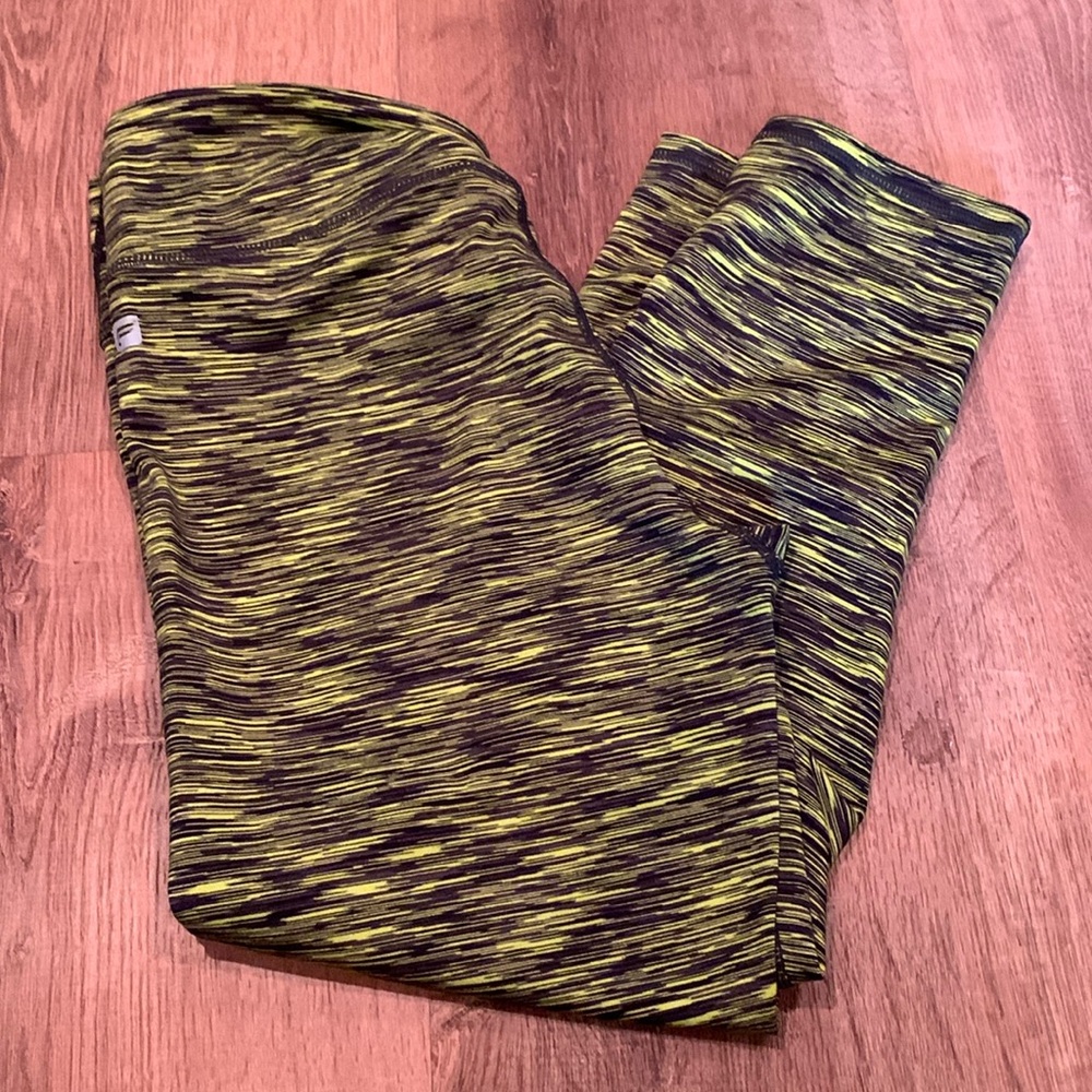 Fabletics, neon, yellow and black workout pants